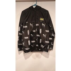Puma Windbreaker Jacket Youth XL 18-20 All Over Logo Print Excellent Zip Up